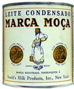 Lata de leite condensado da marca MOça 
